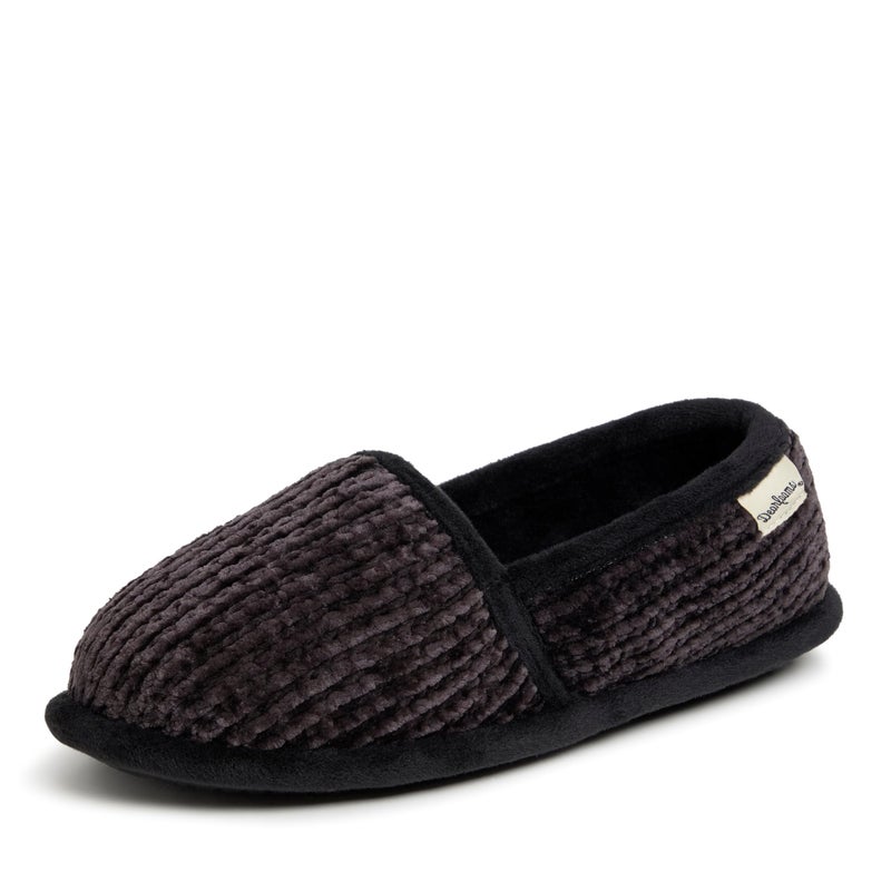 Dearfoams Women's Chenille A-Line Slipper, Black, X-Large